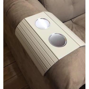 Imagem de Esteira Braço De Sofá Porta Copos De Alumínio Bege Nude