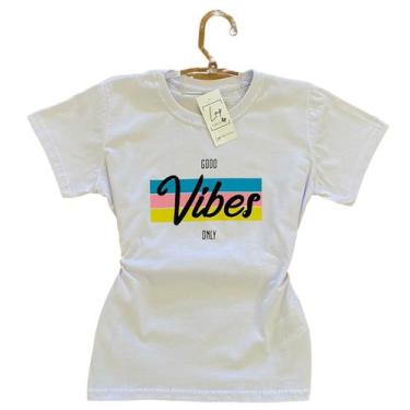 Imagem de Camiseta Feminina Baby Look Algodão Good Vibes Only - Lmp Confecções