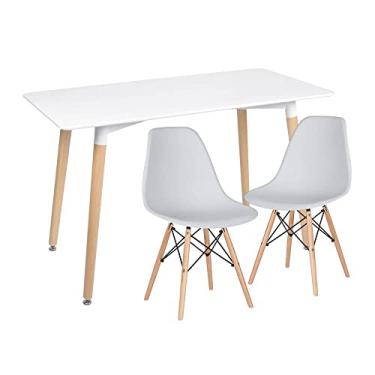 Imagem de Loft7 Home Decor, Mesa de Jantar Retangular Eames 60 x 120 cm + 2 Cadeiras Eiffel DSW - Cinza claro