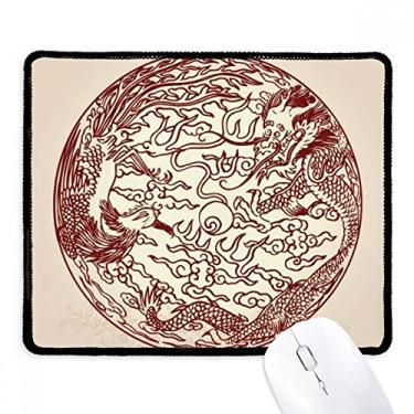 Imagem de Mousepad de dragão chinês Phoenix Fly Animal Retrato Borda costurada Tapete de borracha para jogos