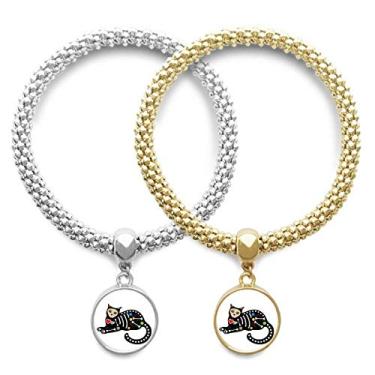 Imagem de DIYthinker Sit Black Cat Bone Heart Halloween atmosfera terror amante pulseira pingente joia corrente presente casal