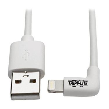 Imagem de TRIPP LITE Cabo de carregamento Lightning de ângulo reto para sincronização USB para iPhone, iPad, Apple White MFI Certified 3' (M100-003-LRA-WH)