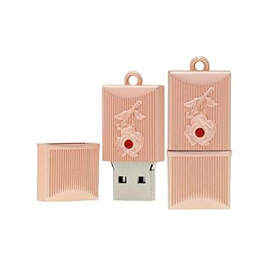 Imagem de Pen Drive USB de formato retangular de 16 GB, unidades USB pen drives USB 2.0 disco Pen Drive Pen Drive Pen Drive Data Armazenamento Flash Disk Zip Drive USB Stick (ouro rosa)