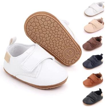 Imagem de Meckior Mocassins infantis para bebês meninos meninas clássico couro PU casamento Brogue infantil Oxford sapatos sociais primeiros passos caminhada sapato de berço preguiçoso, C03/branco, 6-12 Meses