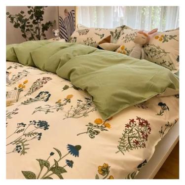 Imagem de Jogo de cama floral romântico, lençol de cima com fronhas, solteiro, Queen, roupa de cama casal para meninos e meninas, lençóis de cama (C Queen 4 peças)