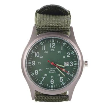 Imagem de Relógio Masculino de Quartzo, Relógio Analógico de 40mm, Relógio Casual de Quartzo Luminoso Com Cinto de Nylon Tecido (Verde)
