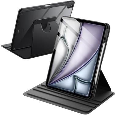 Imagem de JETech Capa Giratória para iPad Air 13 Polegadas M4/M3/M2 (2026/2025/2024) com Porta-Pencil, Capa Protetora de Rotação de 360 Graus, Parte Traseira Transparente (Preto)