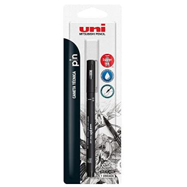 Imagem de Caneta Técnica 0.6 mm Pin Fine Line, Uni-Ball, Preta, Blister com 1 unidade