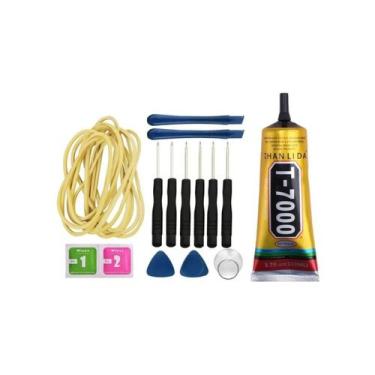 Imagem de KIT DE FERRAMENTAS + COLA T7000 110ml PARA MANUTENÇÃO DE CELULAR - Wes