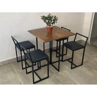 Imagem de Conjunto Mesa Branca 4 Cadeiras Pequena Estofado Industrial White