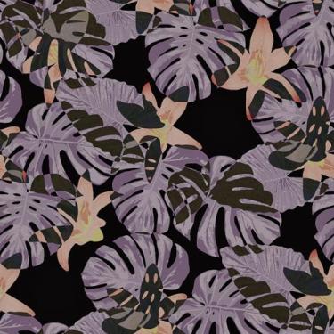 Imagem de Papel de parede tropical preto e roxo floral descascar e colar papel de parede botânico bancada papel de contato vinil destaque papel de parede rolo flor papéis de parede mural quarto banheiro paredes