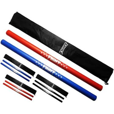 Imagem de F.A.L. product Conjunto de 2 peças de palitos acolchoados de espuma para equipamento de artes marciais com bolsa de transporte (azul e vermelho)