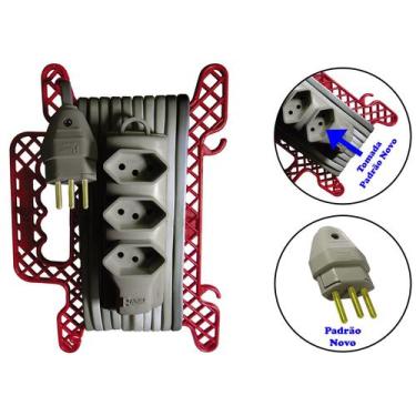 Imagem de Extensão Elétrica Cza c/ Suporte 3m com 3 Tomadas Radial