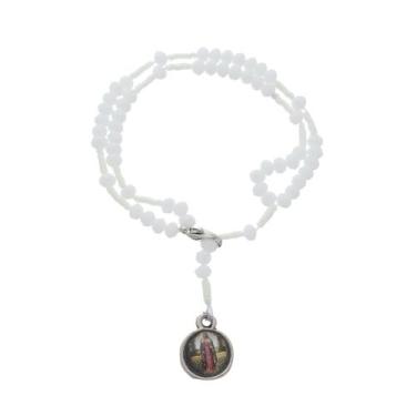 Imagem de Terço de Pulso de Nossa Senhora Das Lágrimas - Cristal - Branco - Líri