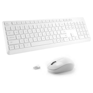 Imagem de Combo de teclado e mouse sem fio para Windows, combo de teclado de computador sem fio externo de tamanho completo de 2,4 G para laptop, PC, desktop, Chrome Mac, teclado numérico, mouse silencioso 1600