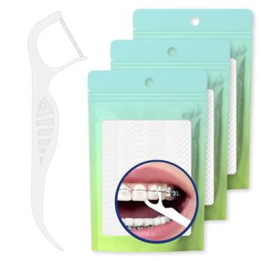 Imagem de Fio dental ortodôntico para aparelhos, 300 unidades de fio dental de linha dupla para suspensórios dentes super limpos, fio dental para prevenção de cáries dentárias, melhores ferramentas de higiene