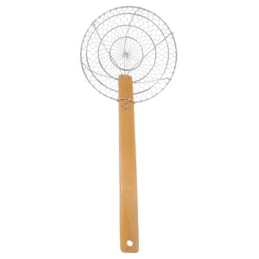 Imagem de UPKOCH Escorredor de Aço Inoxidável Cozinha Asiática - Alça de Madeira - Confortável e Resistente ao Desgaste