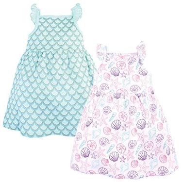 Imagem de Hudson Baby Vestidos de algodão para bebês meninas, Conchas do mar rosa, 9-12 Meses