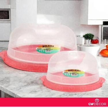 Imagem de Kit Boleira  Queijeira Porta Bolo Pudim Com Tampa Em Plastico - plasmo