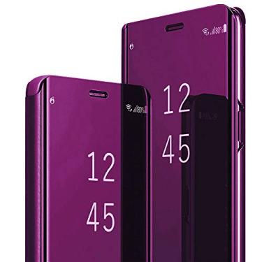 Imagem de Capas para Galaxy A56 compatíveis com Samsung A56 Flip Cell Phone Case Clear View Mirror Flip Capa de couro PU com suporte capa protetora para Samsung Galaxy A56 5G (roxa)