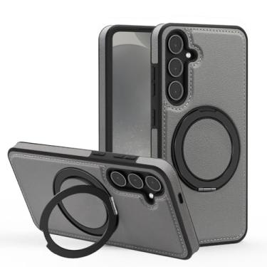 Imagem de Capa magnética com suporte de anel de metal rotativo 360 para Samsung Galaxy S25 Ultra S24 S23 S22 Plus S24 FE, cinza, para Samsung S25 Ultra