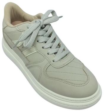 Imagem de Tênis Moleca Feminino Nobuck Tunísia Conforto, Cinza, Branco off, 37