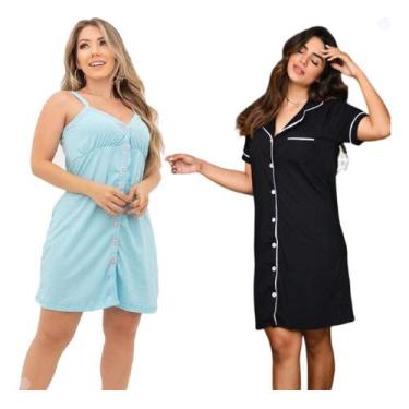 Imagem de Kit 2 Camisolas Amamentação Maternidade Pós Cirúrgico Hospitalar Abert