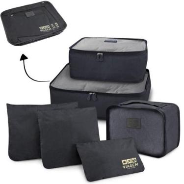 Imagem de Kit Organizadores de Malas para Viagem Jacki Design 6 Peças, Preto