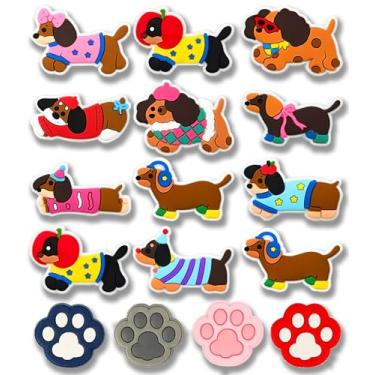 Imagem de 16 peças de berloques de sapato de cachorro, lindos sapatos para crianças, meninos, meninas, homens, mulheres, pulseira de PVC, acessórios de tamancos, lembrancinhas de festa, alfinetes e decoração