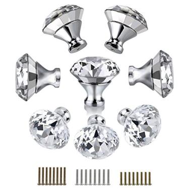 Imagem de Puxadores de armário de cristal de vidro transparente de 40 mm - puxadores de porta de guarda-roupa em forma de diamante/puxador de gaveta de armário/puxadores de cômoda de vidro, vêm com 3 tipos de