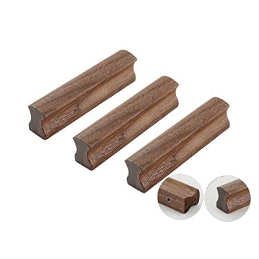 Imagem de Puxadores de madeira, barra T, puxador de madeira, alça em forma de laço, alça sólida para gavetas, móveis, porta, armário, gaveta, guarda-roupa, armário de madeira (comprimento de nogueira preta 100