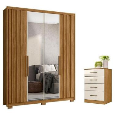 Imagem de Guarda Roupa Solteiro Califórnia e Cômoda MS913 Freijó Off White com E