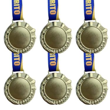 Imagem de Kit 100 Medalhas, Medalha Honra ao Mérito Esportes, Premiação Medalha 60mm Brilhante, com Cordão Personalizado (Dourado)
