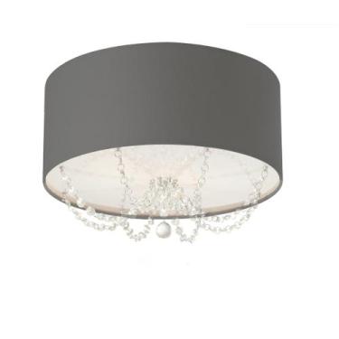 Imagem de Plafon Em Tecido Com Pingentes Cristal 30Cm Diâmetro Preto - Tom luz