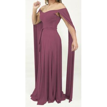 Imagem de Vestido Feminino Longo Madrinha Capa Longa Duplo Casamento - Casual Dr