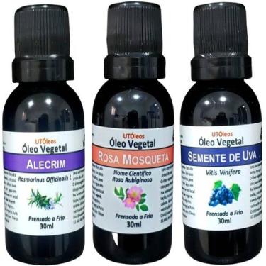 Imagem de Kit 3 Oleo Vegetal de Alecrim, Semente de Uva, Rosa Mosqueta - Utoleos
