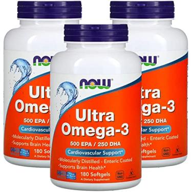 Imagem de Óleo de peixe Now Ultra Omega 3, 180 cápsulas de gelatina, 540 Count