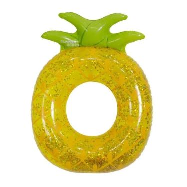 Imagem de Boia Inflável Circular Abacaxi Com Glitter Piscina água Mar Praia W11342 Bel