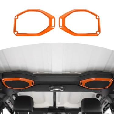 Imagem de RT-TCZ Acabamento de cobertura de alto-falante de teto superior interior ABS acessórios decoração para Jeep Wrangler JL JLU 2020 2021 2022 para Jeep Gladiator JT (laranja)