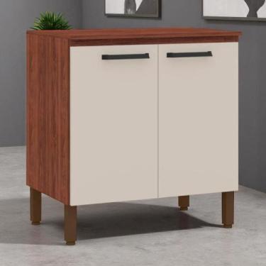 Imagem de Balcão 2 portas 800 c/ Tampo Ametista Nogueira Off White - Kits Paraná