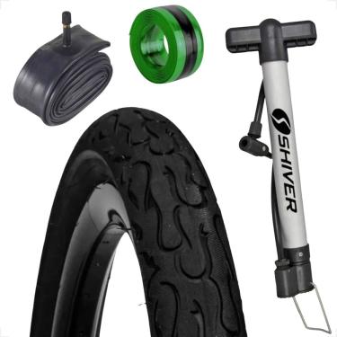 Imagem de Pneu Bicicleta DSI tipo Kenda Flame Aro 26 x 2.125 Balão + camara + bomba de ar fita antifuro