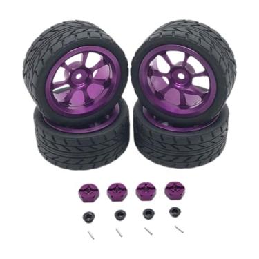 Imagem de Yunhgft Rodas E Pneus RC Pneus de Borracha RC Conjunto de Aros de Roda Acessórios de Atualização Porca de Roda M3 Adaptador de 12mm para 144001 1/14 1/18, Roxo