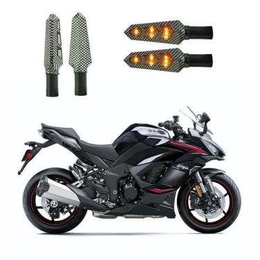 Imagem de KIT 4 Luz Seta Esportiva Pisca Led de Carbono Modelo P03 Moto NINJA 10