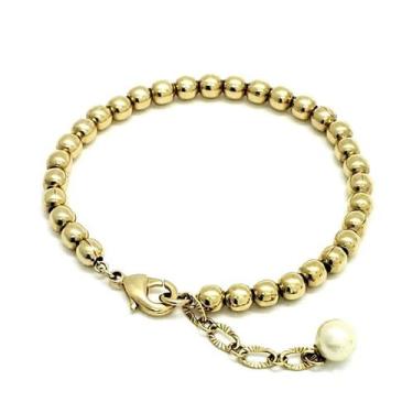 Imagem de Pulseira Bolli Com Pingente Pérola Banho De Ouro 18k 847 - Très Chic J