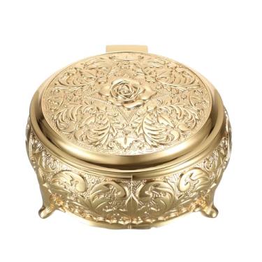 Imagem de Hipiwe Caixa de joias de metal vintage de forma diferente - pequeno anel antigo brincos colar organizador estojo organizador de metal baú do tesouro bugiganga lembrança caixa de presente