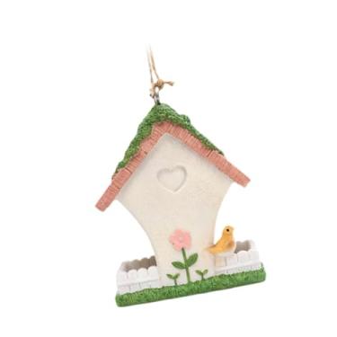 Imagem de Generic Casa de passarinho decorativa pintada à mão, resistente às intempéries, para cerca, B