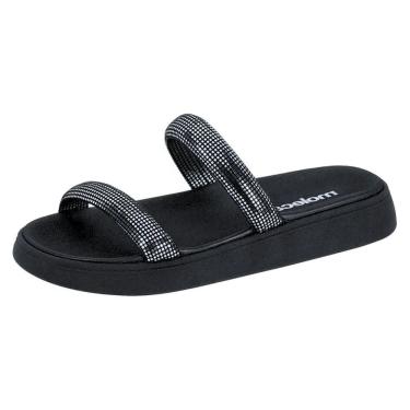 Imagem de Chinelo Feminino Flatform Papete Brilho Conforto Moleca
