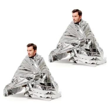 Imagem de Pacote de cobertores térmicos de emergência x2 para caminhadas e acamp