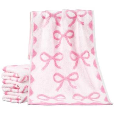 Imagem de Toalhas de mão Smooth Novelty Bow 100% algodão 29 x 13 cm rosa 4 peças