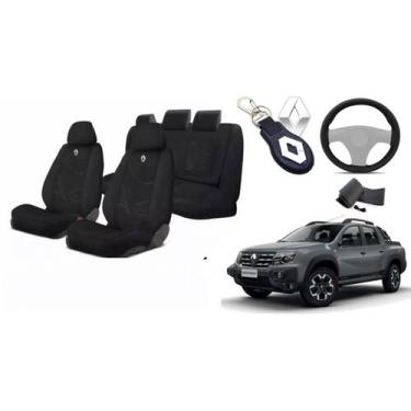 Imagem de Combo Personalizado Luxo Tecido Oroch 2010-2017 + Volante + Chaveiro -